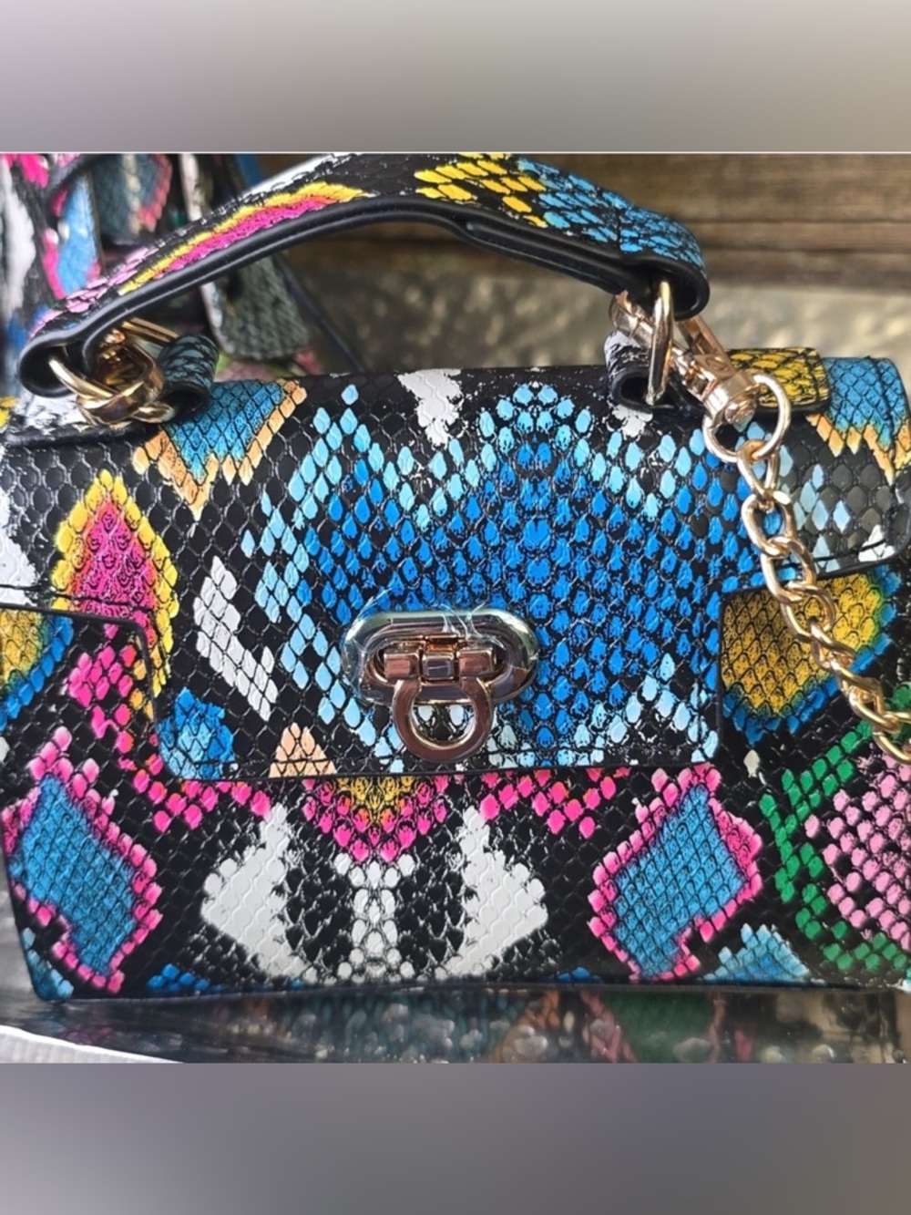 Mata Multicolor Snake-Print Mini Purse